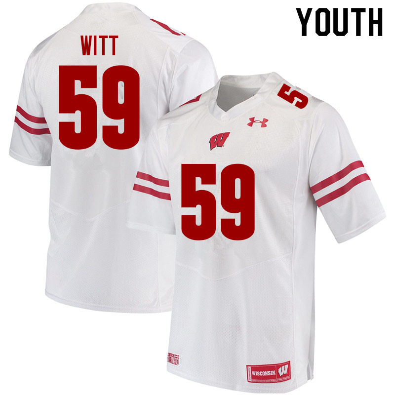 Wisconsin Badgers Youth #59 Aaron Witt NCAA Under Armour Authentic White College Stitched Football Jersey VM40G05PY